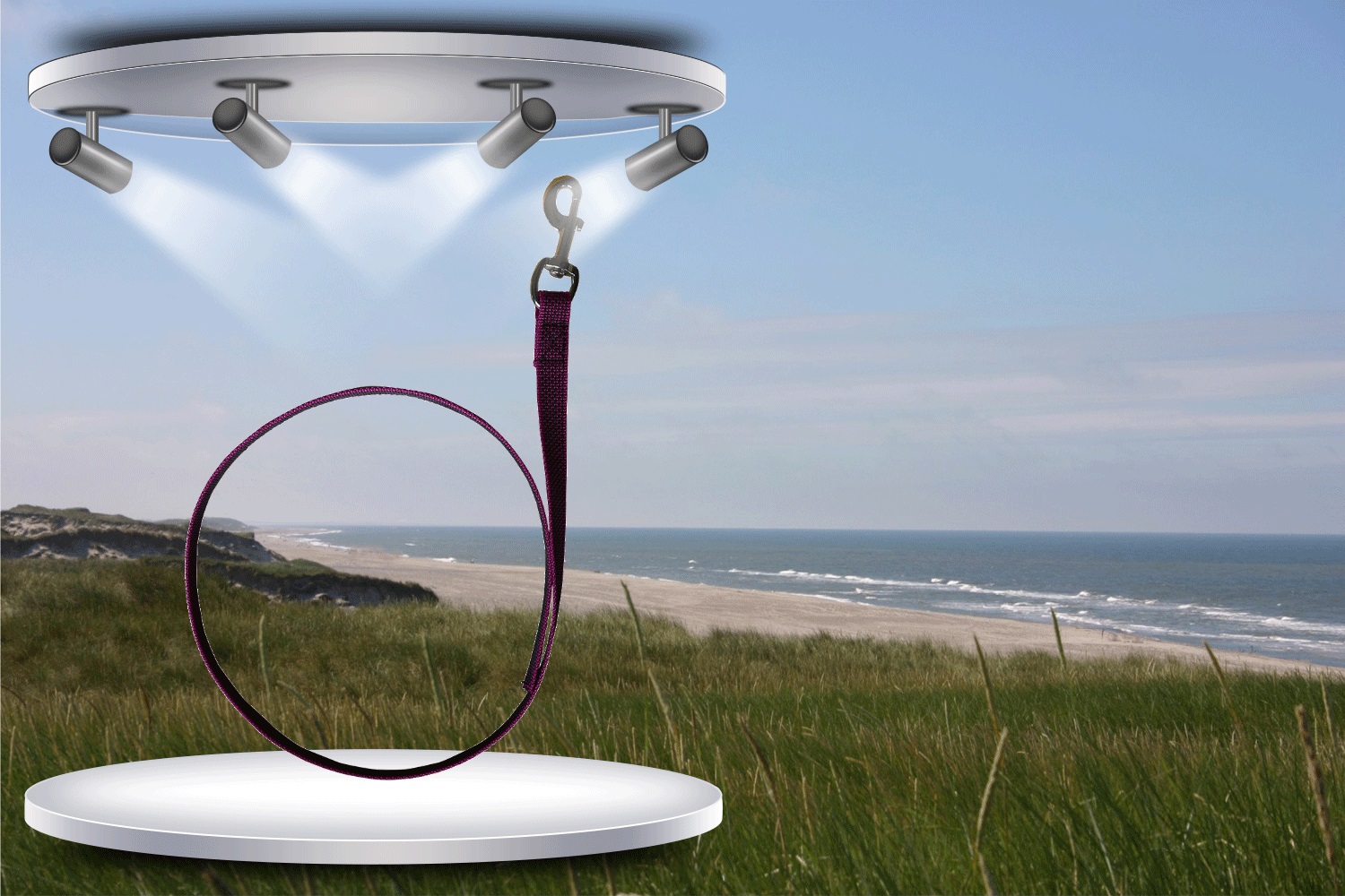 Gummierte Leine, 20mm breit, fuchsia ohne Schlaufe