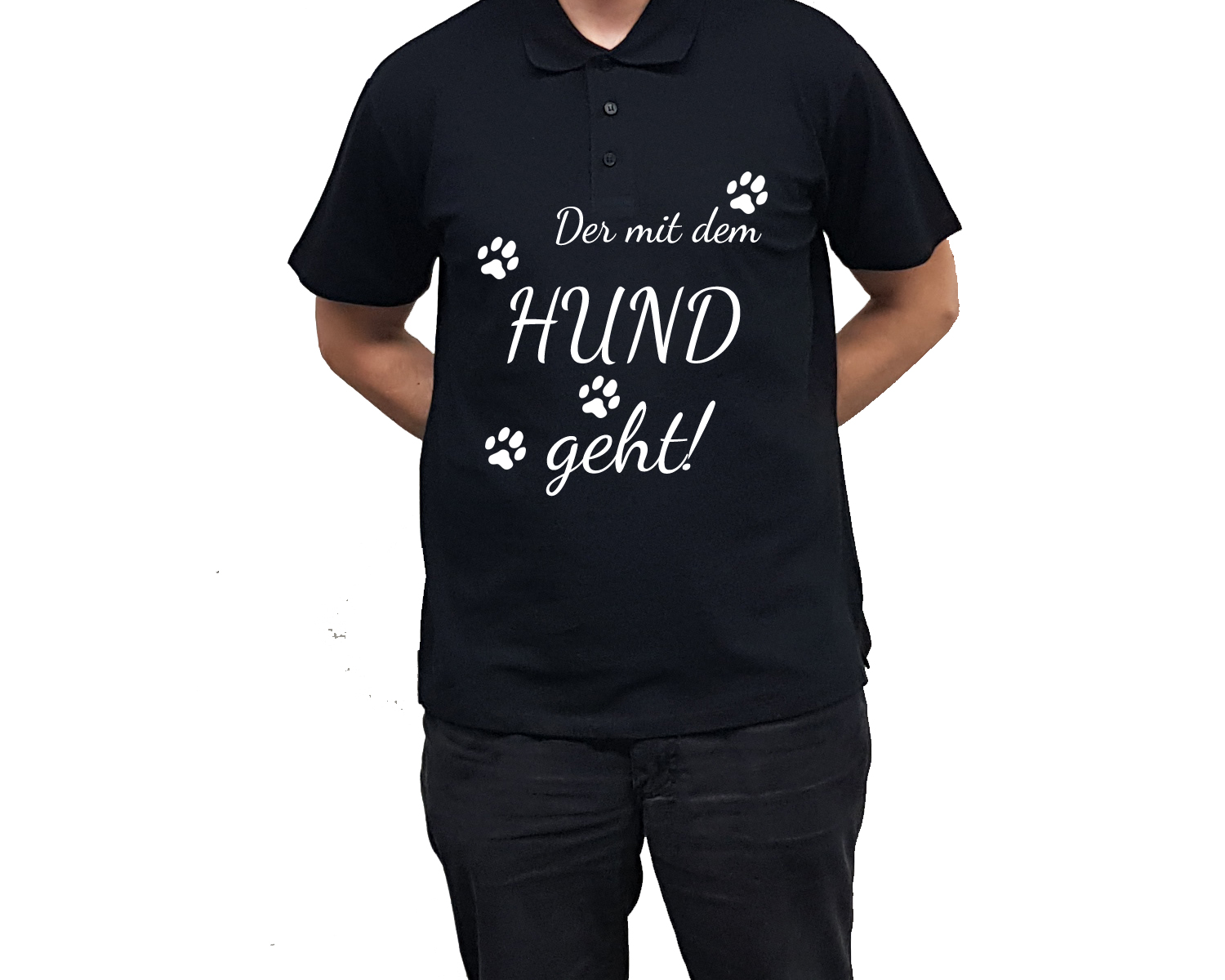 Poloshirt mit Druck Der mit dem Hund geht