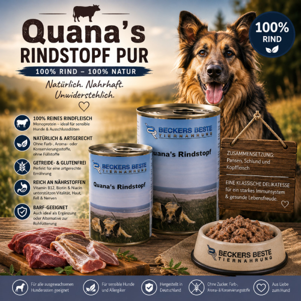 Quana´s Rindstopf pur Beckers-Beste-Tiernahrung