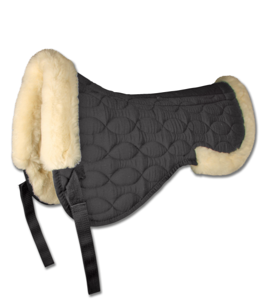 Sattelpad mit Synthetic Lammfell, schwarz/natur