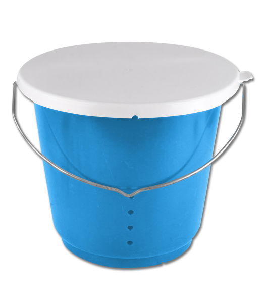 Futtereimer azurblau incl. weißem Deckel, 12 l
