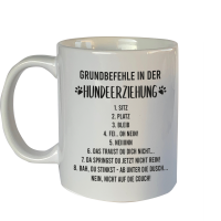 Tasse mit Motiv: Grundbefehle der Hundererziehung