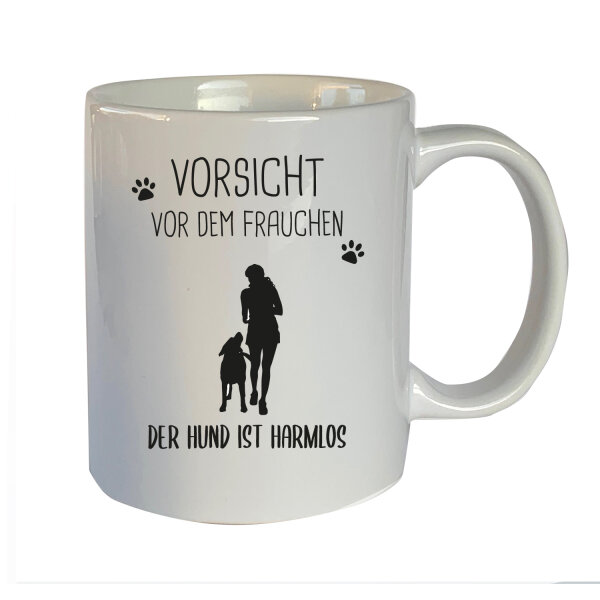Tasse mit Motiv: Vorsicht vor dem Frauchen