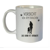 Tasse mit Motiv: Vorsicht vor dem Frauchen