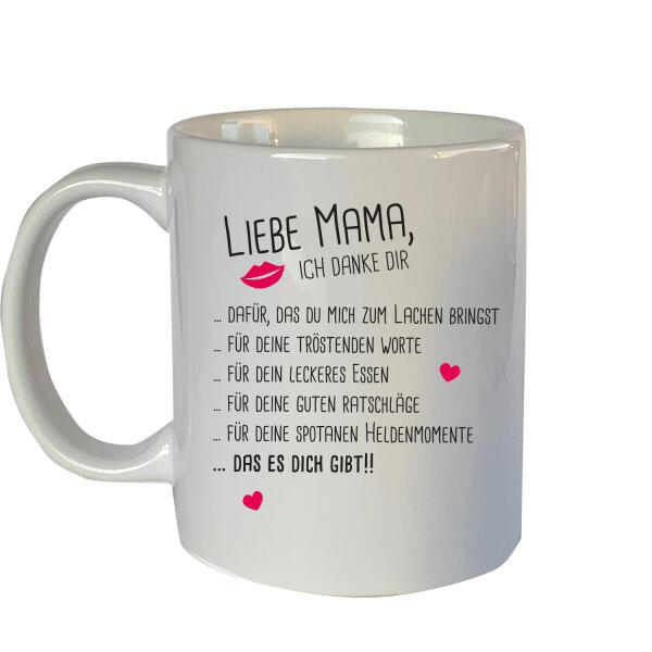 Tasse mit Motiv: Muttertag, Danke das es dich gibt