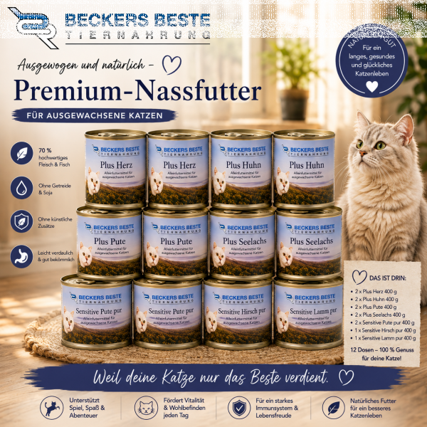 Beckers Beste Tiernahrung 12x400g Nassfutter Set für Katzen