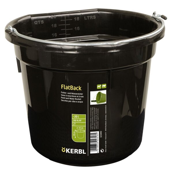 Futter- und Wassereimer FlatBack schwarz 20liter