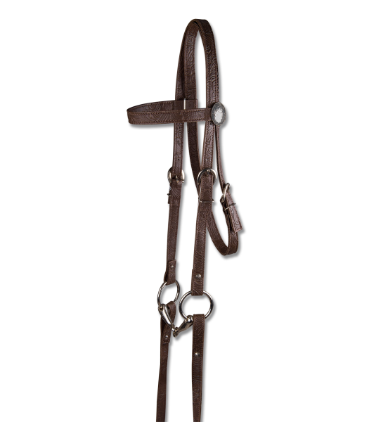 Synthetik Western Trensenzaum, Set inkl. Vorderzeug braun Pony