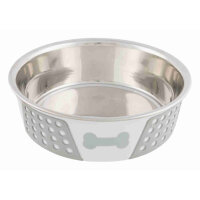 Napf, Edelstahl/Silikon weiß/grau