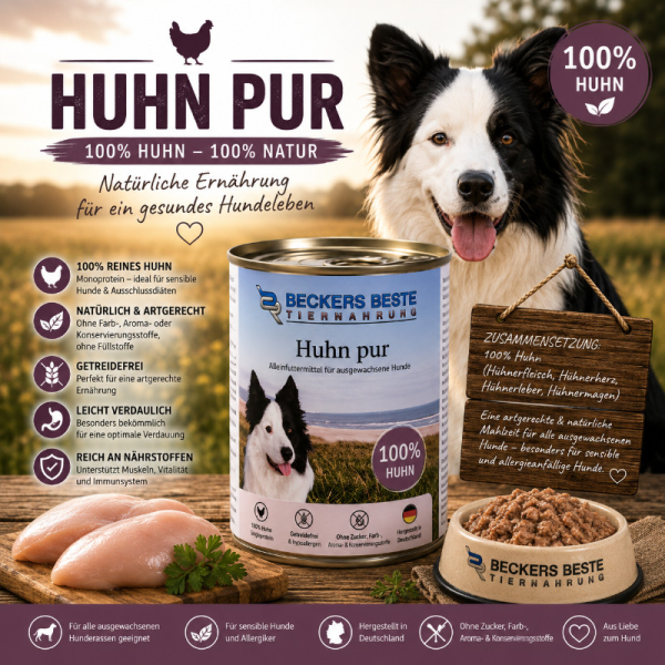 Huhn pur Becker-Beste-Tiernahrung 12er Pack 820 g